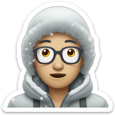 person who is cold with snow  sticker
