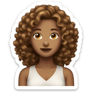 beautiful brown woman, curly long light brown hair, brown eyes sticker