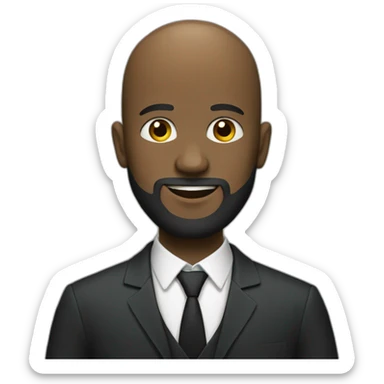 Full length suited bald headed black man with a beard sticker