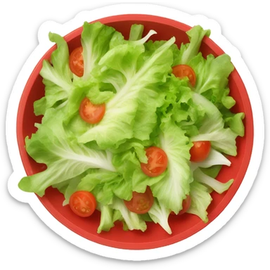 salad with a lot of lettuce and tomatoes in a red bowl sticker