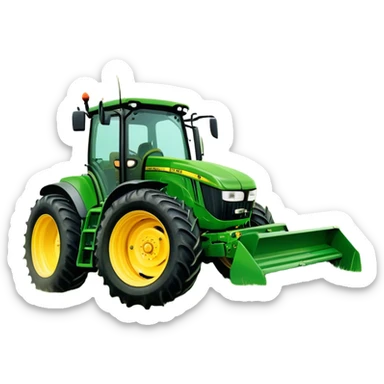 Howard EHD 180 (2019) – Cinematic-realistic John Deere 6155M tractor towing a Howard EHD 180 slasher, its green and yellow frame cutting through thick overgrown paddocks. The bright orange slasher spins rapidly, clearing a wide path of grass as birds scatter into the air sticker