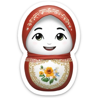 Create an emoji with white colored matrioshka-doll sticker