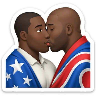 Big black man kissing other big black man with life flag in the back sticker