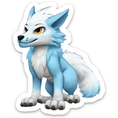 Cute Protogen-vernid-sergal-wickerbeast-fantasy-animal-fursona griffsnuff & LiLaiRa & Falvie full body white and light blue fur sticker