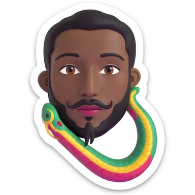 Oxumarê, African rainbow serpent deity with human face, having a small goatee beard and a mole on the left side below the lip sticker