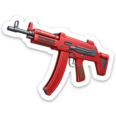 Red machine gun placed in vertical manner sticker