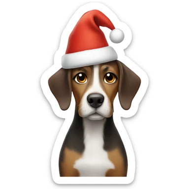 Dog wearing a christmas hat  sticker