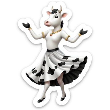 A cow dancing tango on a mountain in the moonlight sticker