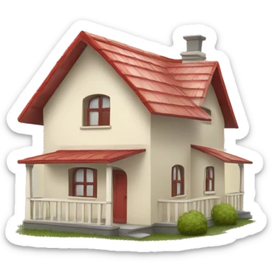 cute cartoon like simple house with cream siding and red roof sticker