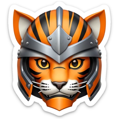 knight tiger face with armor and helmet fantasy character for Twitch emote sticker
