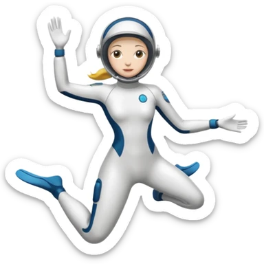 woman diver full body white diver suit
 sticker