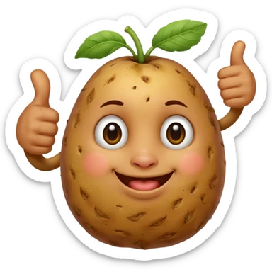potato with ears that are thumbs up sticker