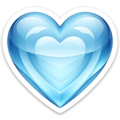 crystal heart emoji, icy blue, transparent, shiny sticker