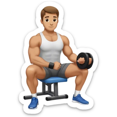 man seated weighted wrist curl sticker