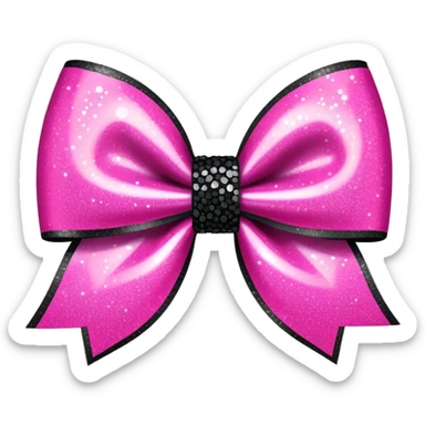 hot pink and black glitter bow sticker