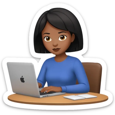 a black short hair woman typing laptop sticker