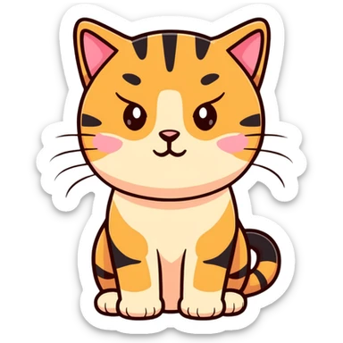 black/brown stripped tabby cat with beige pink nose and light brown eyes kitten sticker