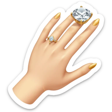 Left hand with engagement ring sticker