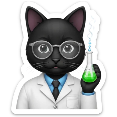 black Chemist cat sticker