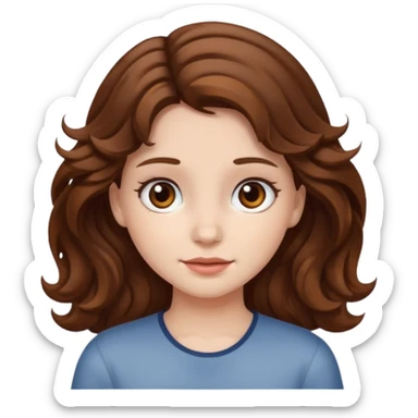 a girl with brown hair white skin wavy hair and brown eyes  sticker