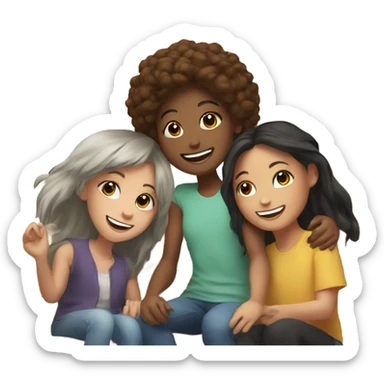 happy girl with friends indoors sticker