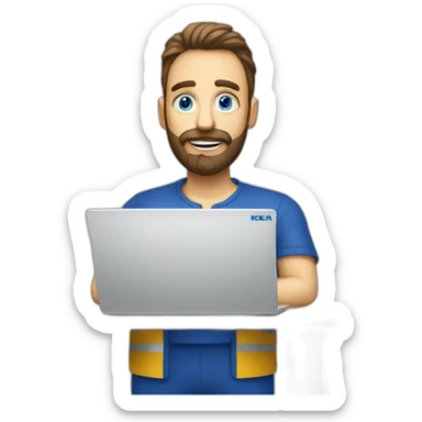 Ikea manager blue eyes beard with laptop IKEA  sticker