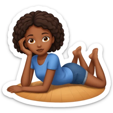 Black girl Laying down on the floor sticker
