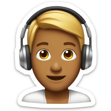 Tan skin emoji with headphones sticker