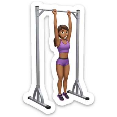woman doing pull up full body on a stable pull up bar sticker