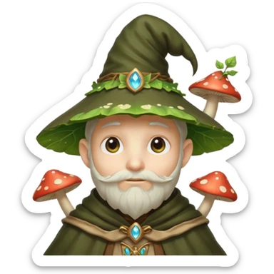mushroom wizard portrait, head and shoulders only, glowing spores, leafy cloak collar, magical eyes, cute fantasy style, 3D cartoon, mobile game icon style, clean background, no text, no watermark

 sticker