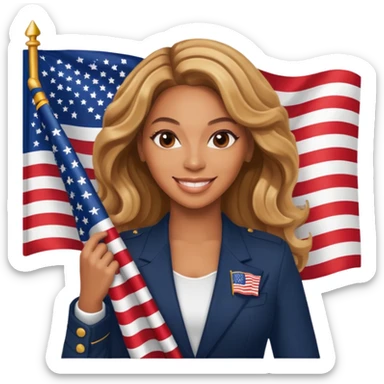 Beyonce with holding  american flag sticker