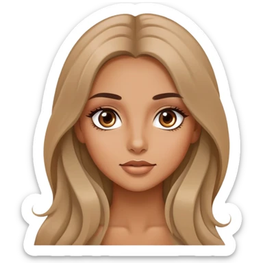  long hair, pretty eyes, pretty makeup, pretty bratz baddie sticker