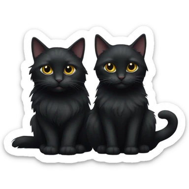 Long hair and short hair black cats sticker