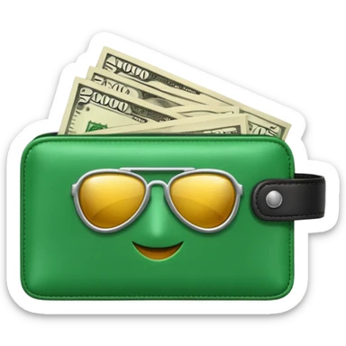 Aviator money emoji, wallet full of cash, casino vibe, premium 3D emoji style, clean, no background
 sticker