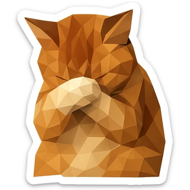 cat covering its face with its paws, polygonal style sticker
