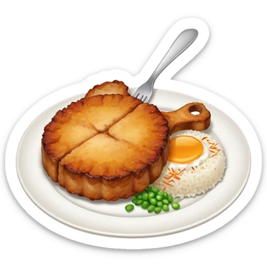 fried pork chops with white rice sticker