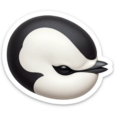 Meme-Worthy Cute Sleeping Magpie Portrait Emoji, Head resting peacefully with a contented smile, showcasing a sleek, elegant form with eyes gently closed in serene slumber and glossy, contrasting plumage, Simplified yet adorably endearing features, highly detailed, glowing with a soft, drowsy urban light, high shine, relaxed and utterly lovable, stylized with an air of playful laziness, soft glowing outline, capturing the essence of a sleeping magpie that feels destined to become the next viral icon of adorable rest! sticker