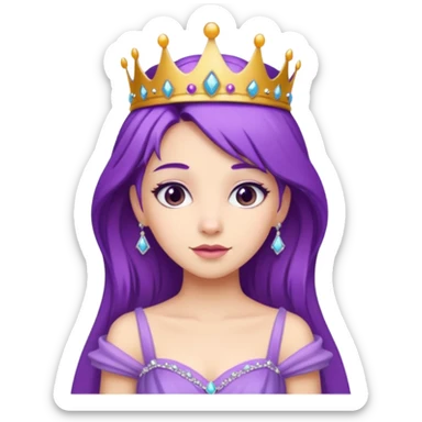 Princesses with Purple Hair in Gown with Tiara sticker