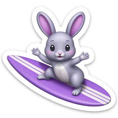 Glitter happy gray bunny purple cian surf sticker