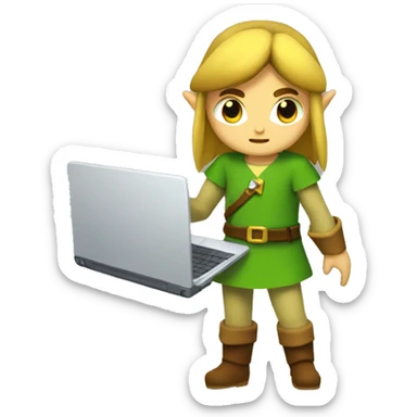 zelda link working with a laptop sticker