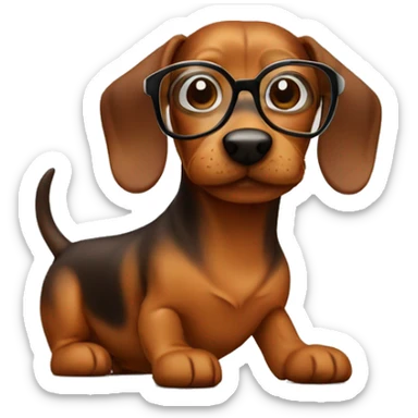 teckel with glasse sticker