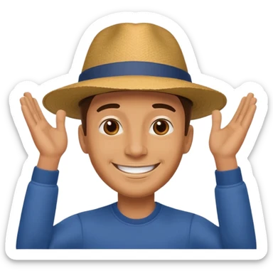 smiling man lifting hat in greeting sticker