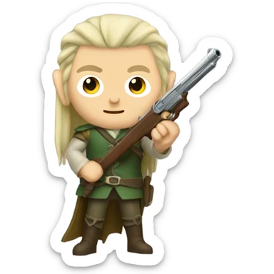 Legolas with a pistol sticker