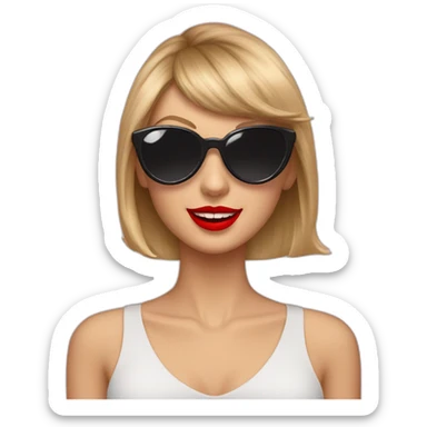 Taylor swift wearing red heart sunglasses  sticker