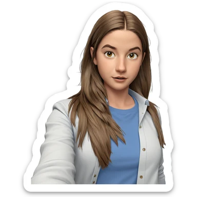 brown-haired girl in blue shirt sticker