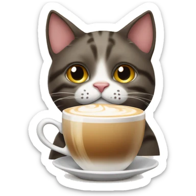 Cat drinking cappuccino  sticker