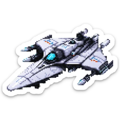 futuristic space cruiser with sleek design and glowing engines sticker