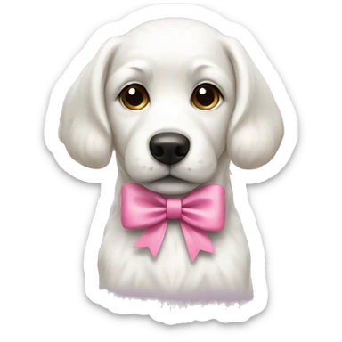 White dog with a pink bow sticker