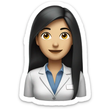 smiling black hair black eyes long straight hair white skin corporate worker woman half body sticker