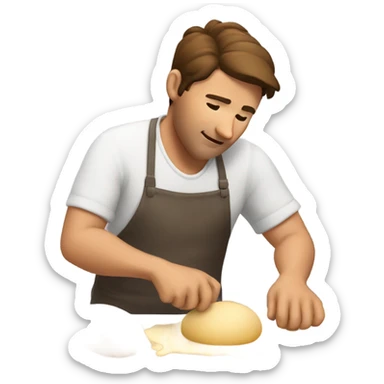 Brown hair male making bread sticker